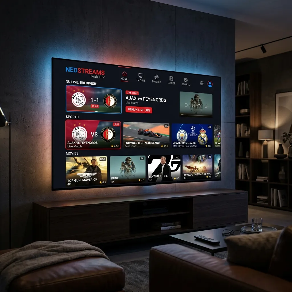 Premium 4K IPTV Interface met VOD en Live TV Zenders in Nederland